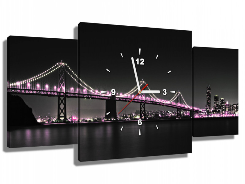 Obraz z zegarem - podświetlony most