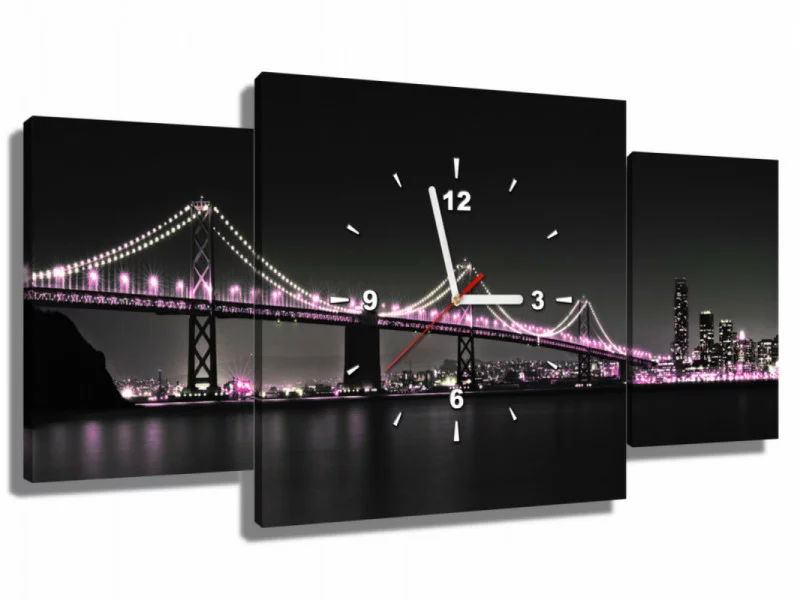 Obraz z zegarem - podświetlony most - obrazek 1