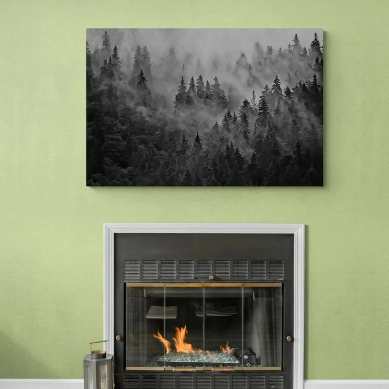 Obraz szkicowany las we mgle - obrazek 1