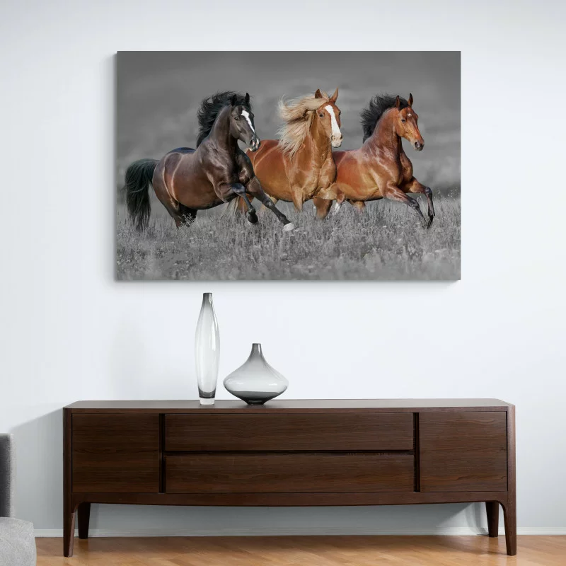 Obraz na płótnie - kasztanowe konie - obrazek 1