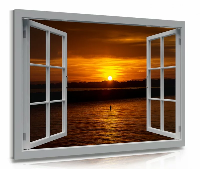 Obraz na ścianę - okno - zachód słońca - obrazek 1