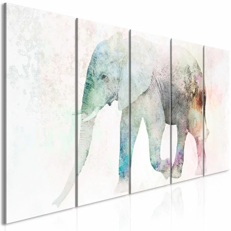 Obraz - Malowany słoń (5-częściowy) wąski - obrazek 1