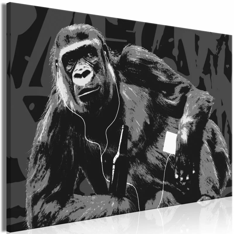 Obraz - Popartowa małpa (1-częściowy) wąski szary - obrazek 1