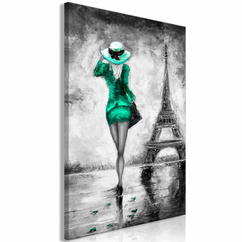 Obraz - Paryska kobieta (1-częściowy) pionowy zielony - obrazek 1