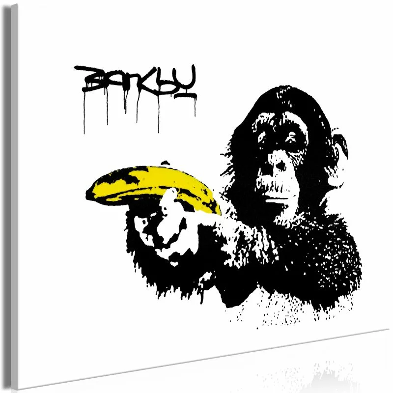 Obraz - Banksy: Małpa z bananem (1-częściowy) szeroki - obrazek 1