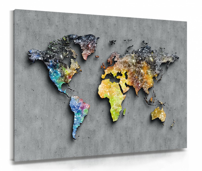 Obraz na płótnie - kolorowa mapa świata