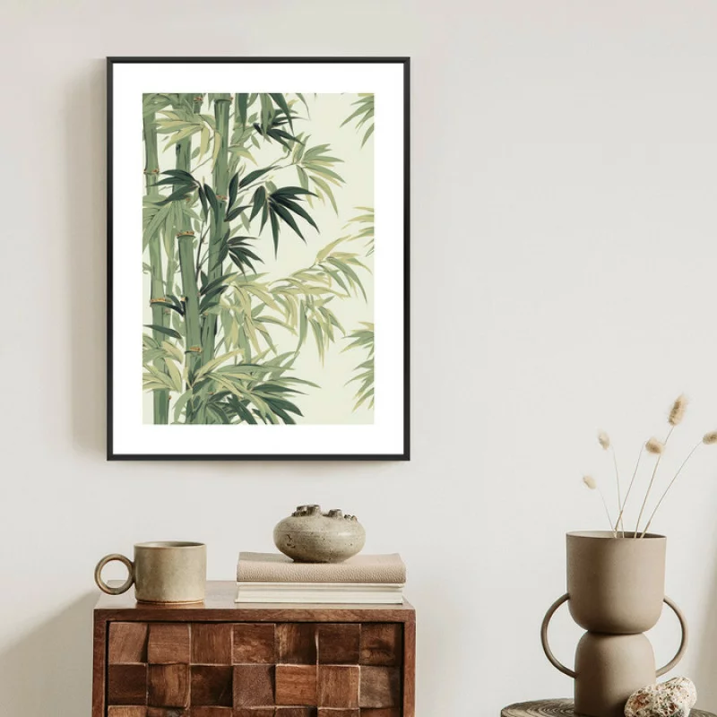 Plakat w ramie - bambus z jasnymi liśćmi - obrazek 1