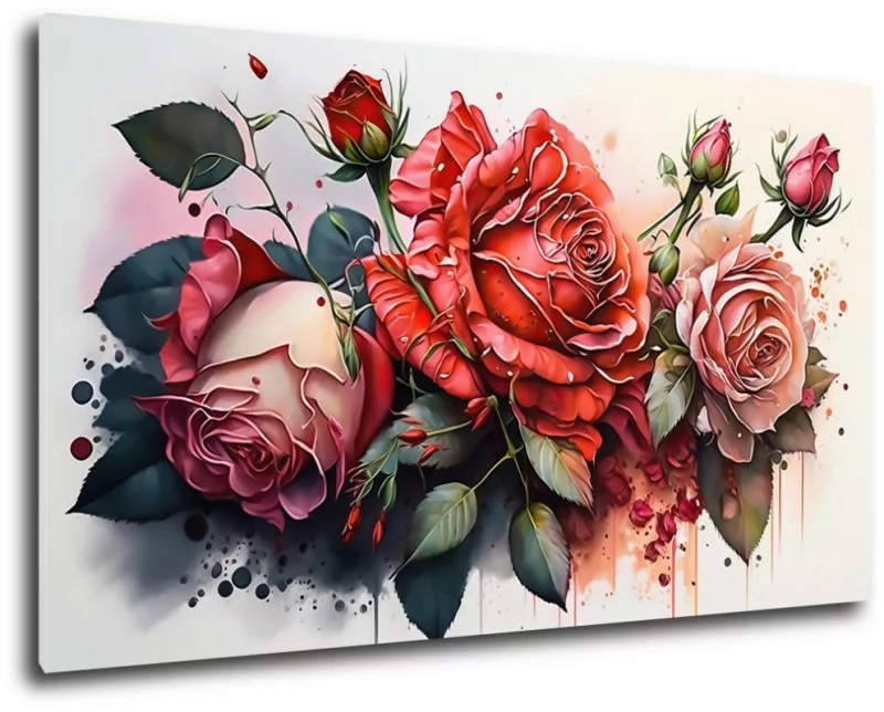 Obraz - róże pomalowane - obrazek 1