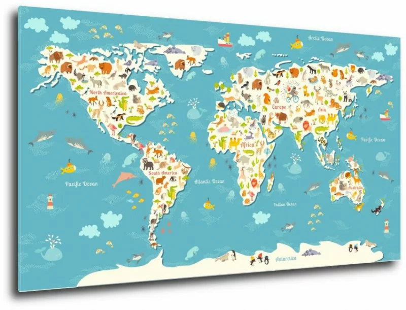Mapa Świata dla dzieci - obraz na ścianę - obrazek 1