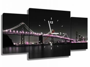 Obraz z zegarem - podświetlony most