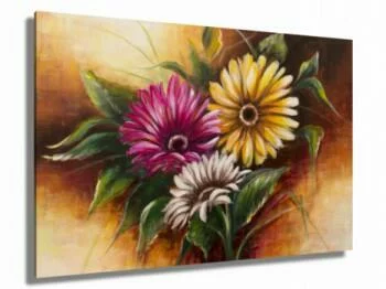 Obraz ręcznie malowany - kolorowe kwiaty