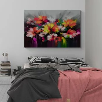 Obraz z kwiatami - abstrakcja - trzeci wariant