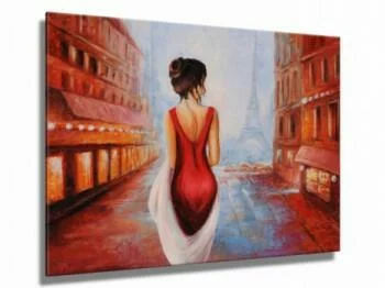 Obraz malowany - dama w czerwieni