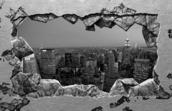 Fototapeta 3D Nowy Jork za zburzoną ścianą - obrazek 2