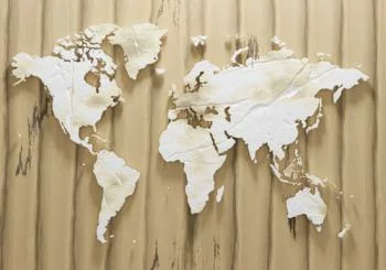 Fototapeta jasna mapa świata na drewnie - obrazek 2