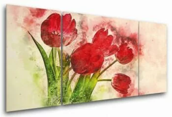 Obraz na płótnie - tulipany w czerwieni