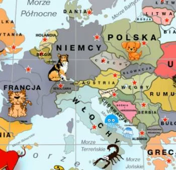 Fototapeta kolorowa mapa świata dla dzieci po polsku - obrazek 3