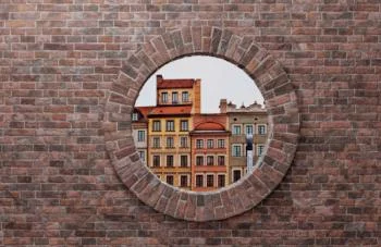 Fototapeta 3D - okrągłe okno na ścianie - obrazek 2