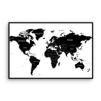 Obraz w czarnej ramie - mapa świata - obrazek 2