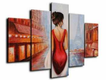 Obraz ręcznie malowany - dama w Paryżu