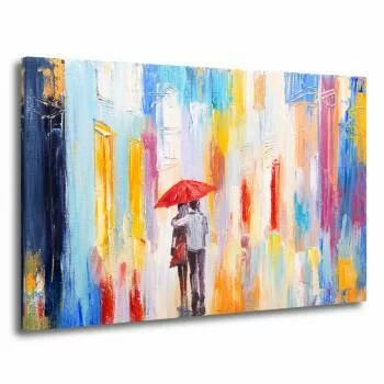 Obraz kochankowie pod parasolem