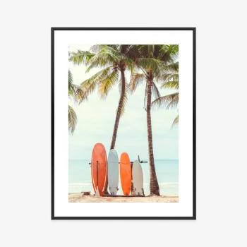 Plakat w ramie - surfing i drzewa palmowe - obrazek 3