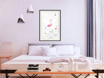 Plakat - Flamingi i trójkąty - obrazek 2