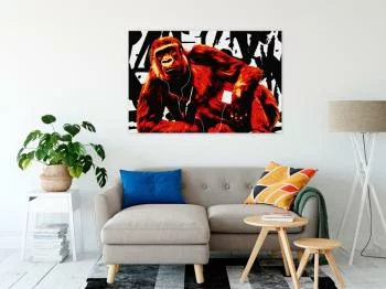 Obraz - Popartowa małpa (1-częściowy) wąski czerwony - obrazek 2