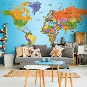 Fototapeta - Mapa świata: Kolorowa geografia