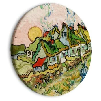 Obraz okrągły - Domy i figura (Vincent van Gogh)