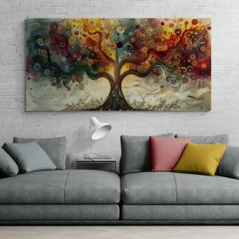 Duży obraz do salonu - kolorowe drzewo