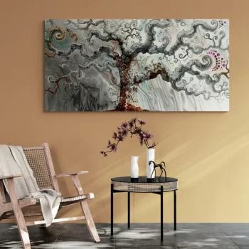 Duży obraz do salonu - zimowe drzewo