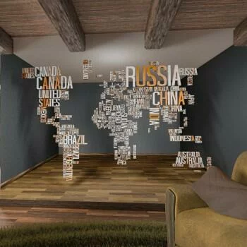 Fototapeta 3D mapa świata z napisów