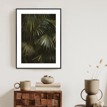 Plakat w ramie - ciemnozielone liście palmowe