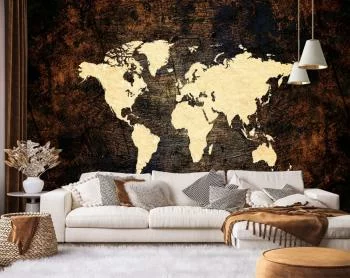 Fototapeta, Mapa świata brązowa