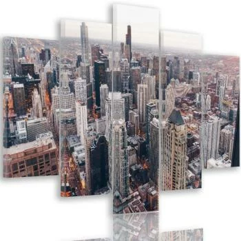 Obraz pięcioczęściowy na płótnie, Wieżowce w Chicago - obrazek 2