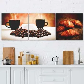 Zestaw obrazów Deco Panel, Kawa i rogaliki