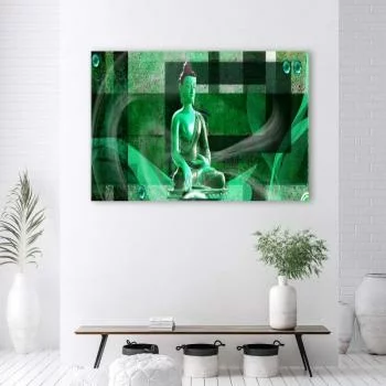 Obraz Deco Panel, Budda na geometrycznym tle - zielony