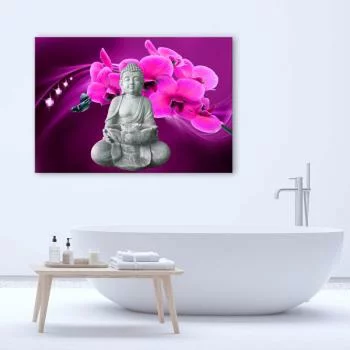 Obraz Deco Panel, Budda z różową orchideą
