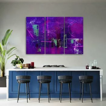Obraz trzyczęściowy Deco Panel, Fioletowa abstrakcja ręcznie malowana