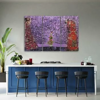 Obraz trzyczęściowy Deco Panel, Fioletowe drzewo życia abstrakcja