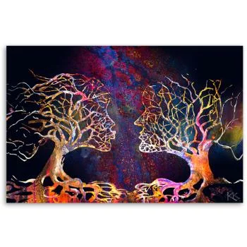 Obraz na płótnie, Para drzew pocałunek abstrakcja - obrazek 3