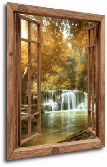 Obraz pionowy okno - wodospad w lesie - obrazek 2