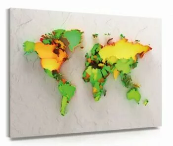 Obraz Mapa Świata żółto-zielona