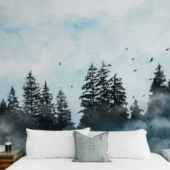 Fototapeta do sypialni - las ponad mgłą