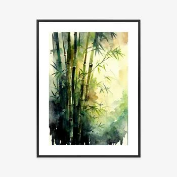 Plakat w ramie - akwarelowy las bambusowy - obrazek 3