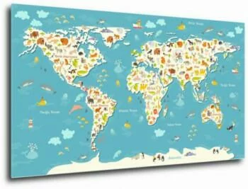 Mapa Świata dla dzieci - obraz na ścianę