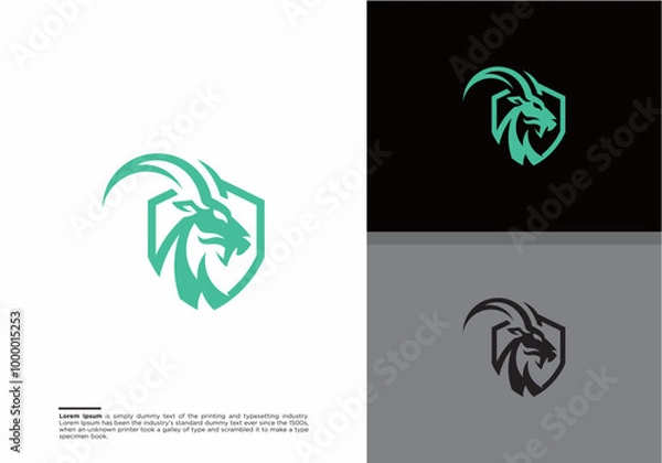 Fototapeta Goat shield Logo Template vector icon illustration design, goat logo icon design vector