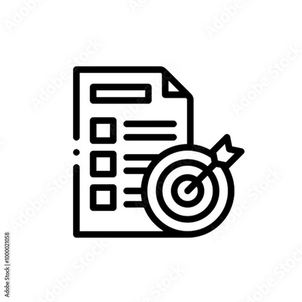 Fototapeta Document, checklist and target with arrow icon