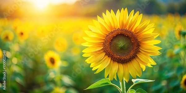 Fototapeta Isolated sunflower in full bloom during summer